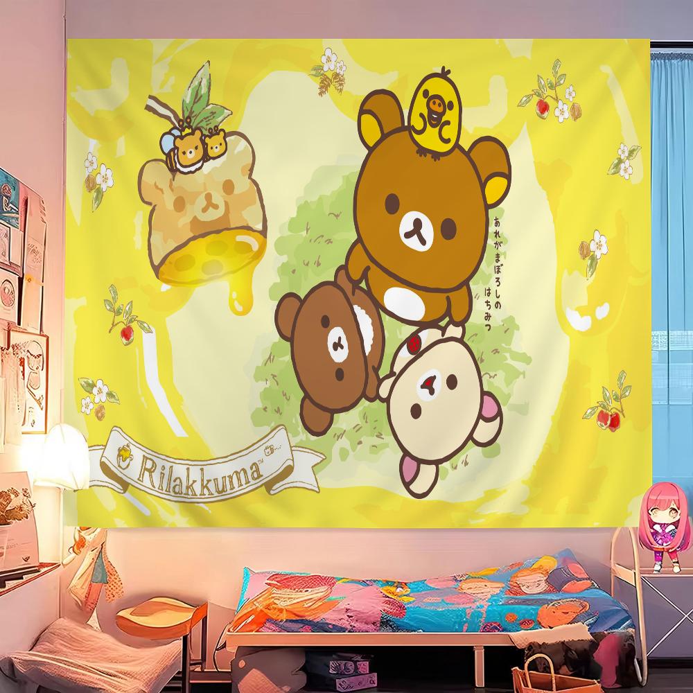 K-Kilakkuma Japanese Cartoon Printed Large Wall Tapestry Cheap Hippie Wall Hanging Bohemian Wall Tapestries Mandala Home Decor