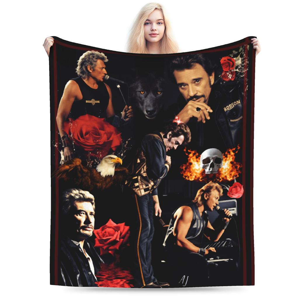 French Singer Johnny Hallyday Rock Star Blanket Quality Warm Soft  Throw Blanket Spring Boy Girl Couch Chair Bedspread