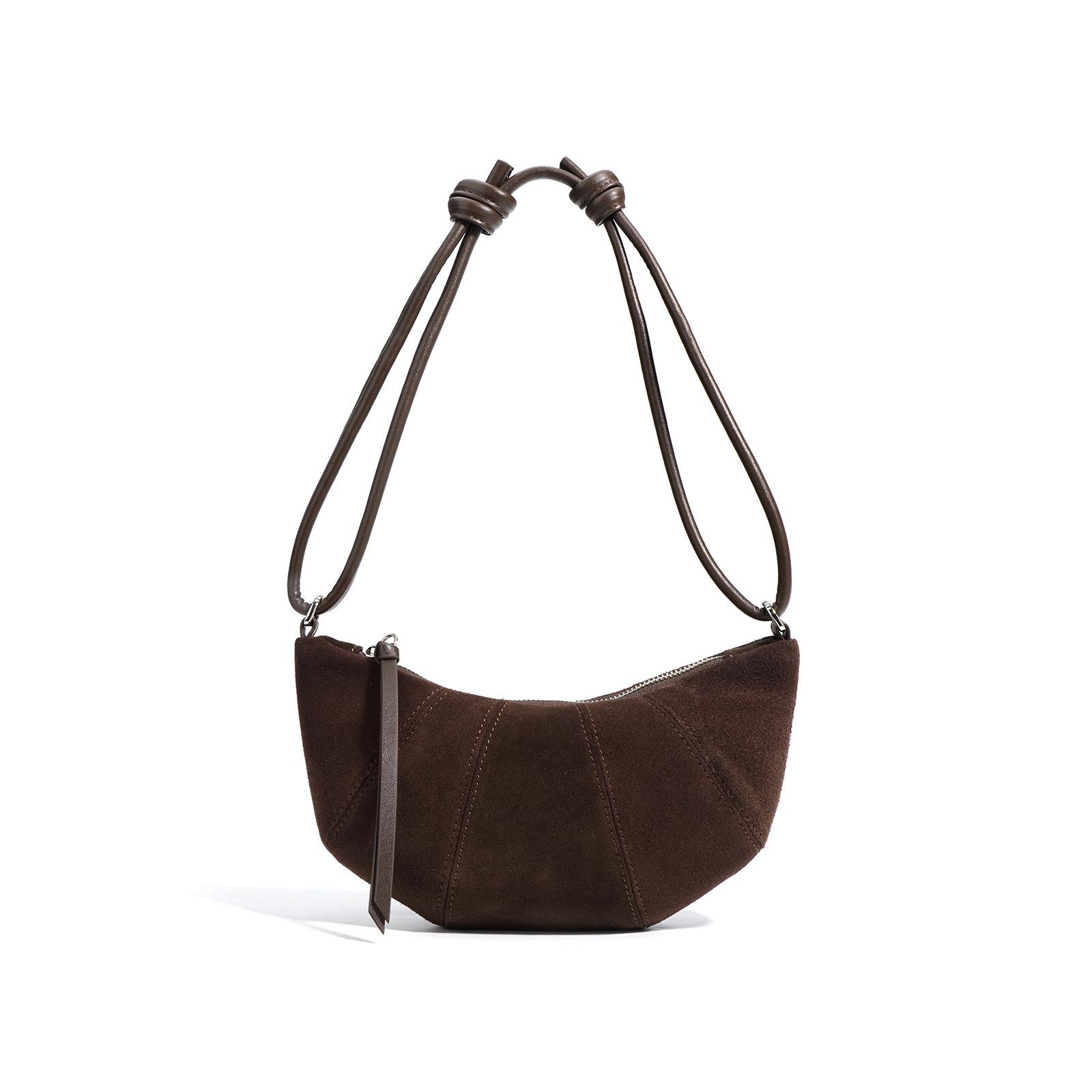 

Новая сумка-круассан Женская новая нишевая сумка под мышку, универсальная сумка-мессенджер темный кофе