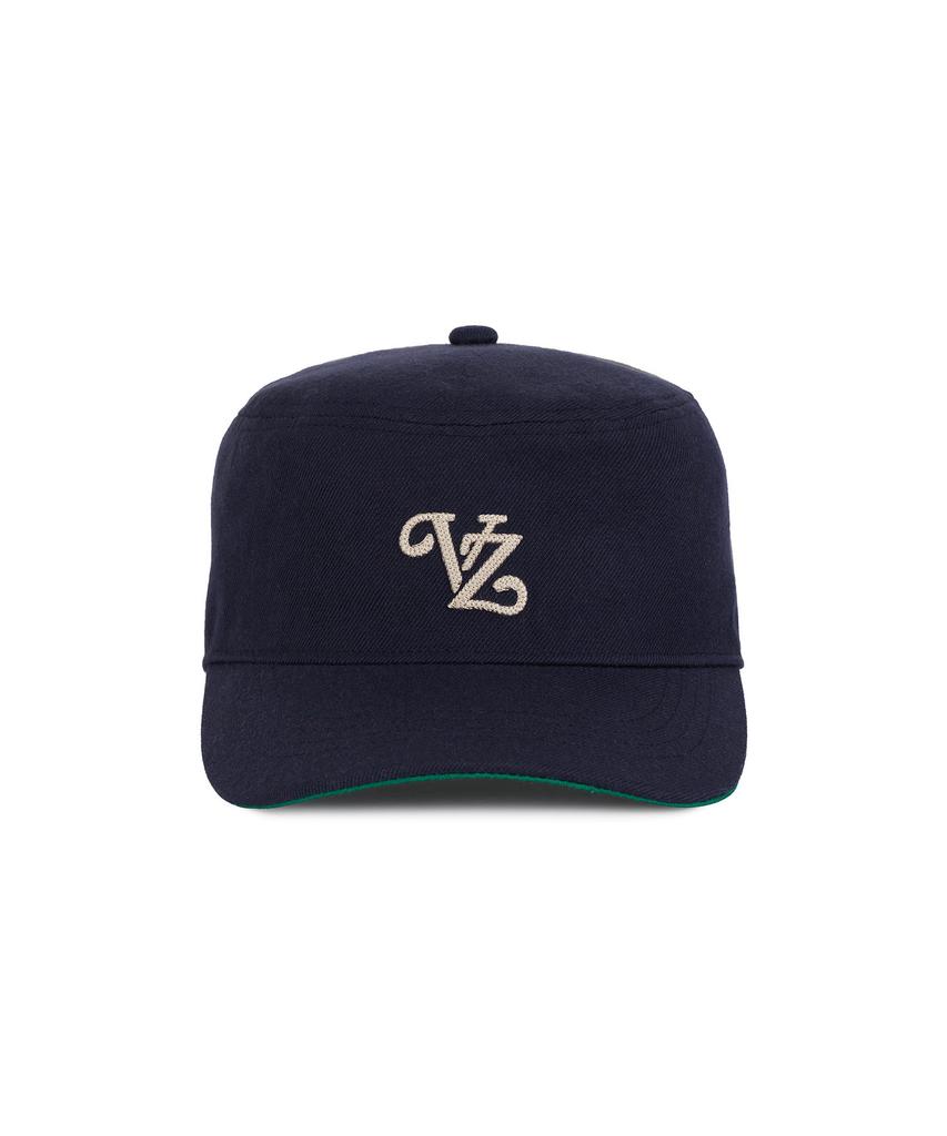 Bajal Leaf Chain Vz Monogram Pillbox Cap Navy