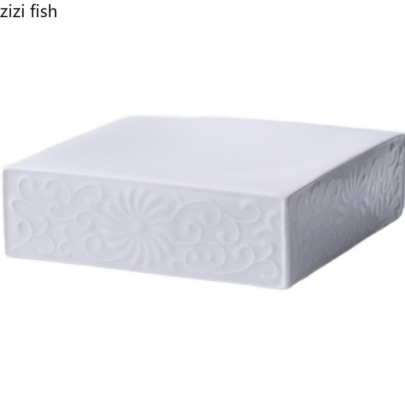 Creative Square Ceramic Dinner Dishes Steak Plates Household Relief Pattern Tableware Dessert Dish Hotel Restaurant Pasta Plates