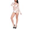 Women Sexy Bodystocking Hollow Out Transparent Grid Stretchable Slim Nightwear for Home