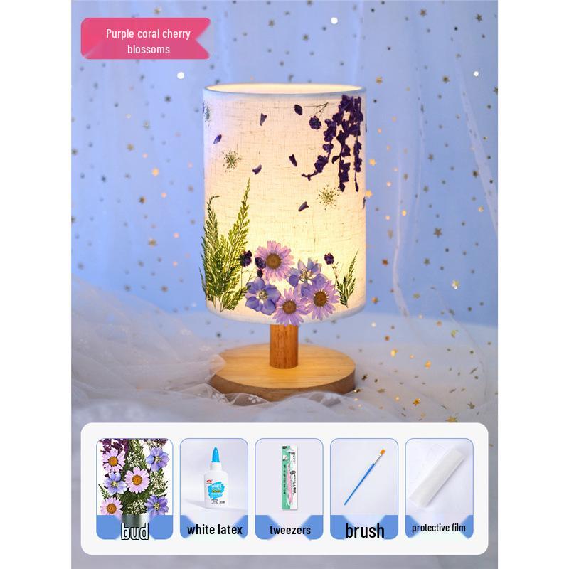 Dried Flower Embossed Table Lamp DIY Kit - Creative Gift for Team Building and National Day Festivities