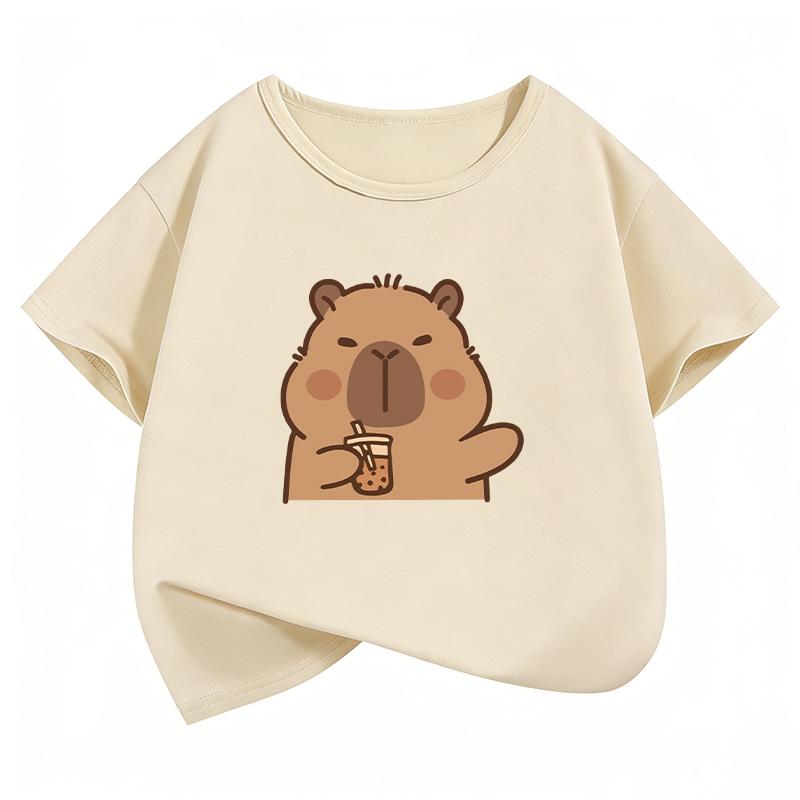 Summer Spring Trendy Kawaii Tee Capybara T Shirts Funny Manga Kids Childrens Tshirt Boys Girls Casual Top Tee