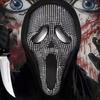 Halloween New Ghost Face Mask COS Costume Party Props with Rhinestones Screaming Mask