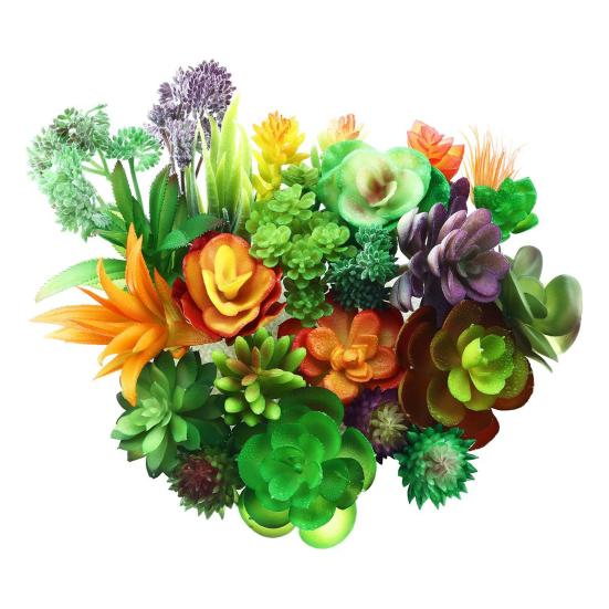 

24 шт. искусственные суккуленты, реалистичные многоразовые ассорти из искусственных зеленых растений, красочная зелень без горшков для дома