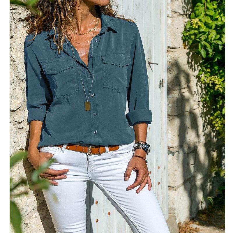 Women's Spring and Summer Lapel Long Sleeved Shirt