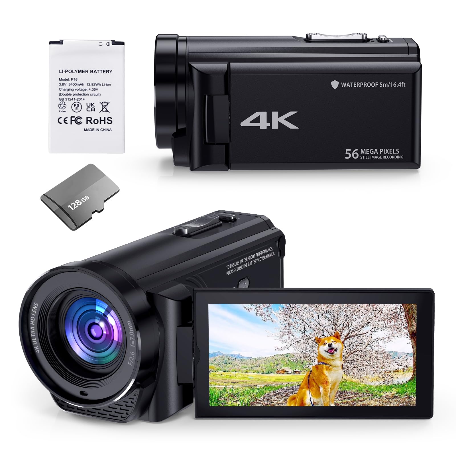 

Компактна 4K 56MP Перезаряджувана Підводна Камера з HDMI 18x Цифровий для YouTube 3400mAh Відео Японська Інструкція 128г Карта в Комплекті Водонепроникна, чорний