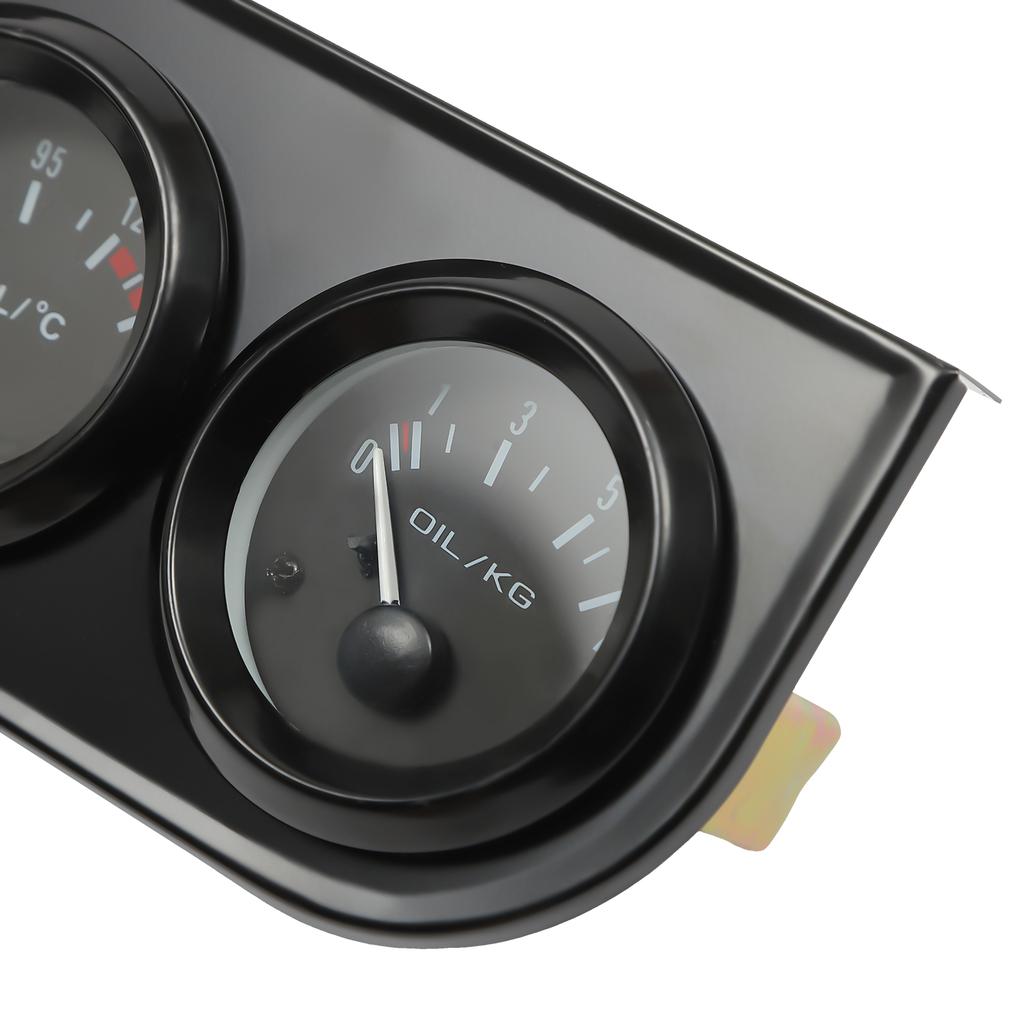 5.2cm 3-in-1 Car Gauge Voltmeter, Oil Temperature Gauge, Oil Pressure Gauge Set Universal for 12V Automobile, Black