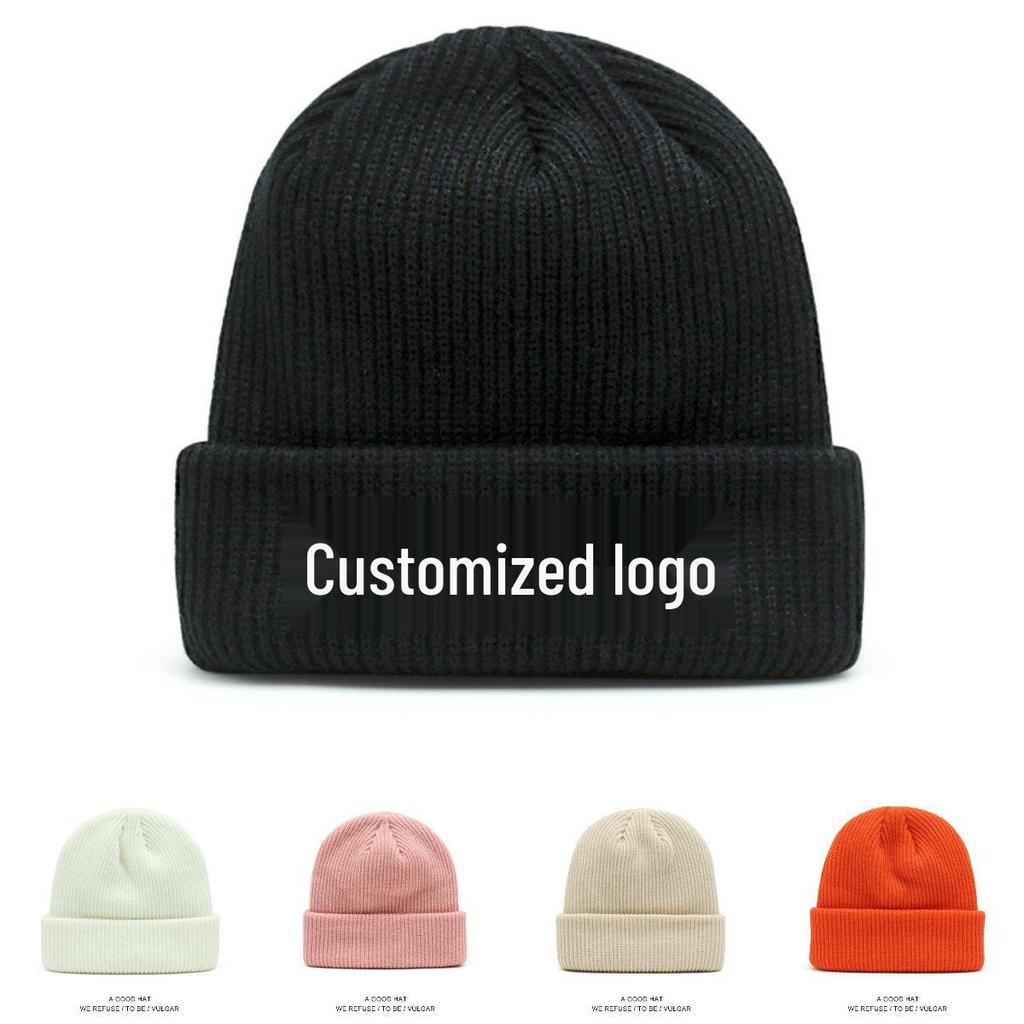 Unisex Hip-Hop Trendy Beanie: Warm Knitted Hat with Logo Embroidery for Autumn and Winter