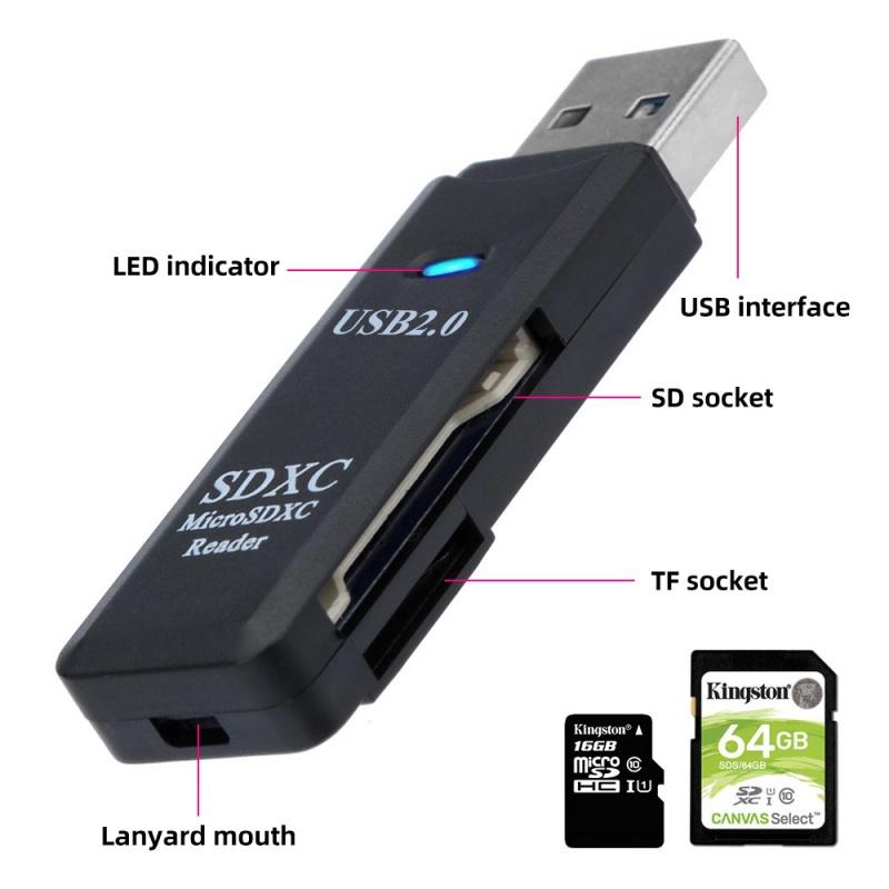 HdoorLink USB3.0 2 IN 1 Card Reader Micro SD TF Memory Card Reader USB2.0 Card Reader Flash Drive For PC Laptop