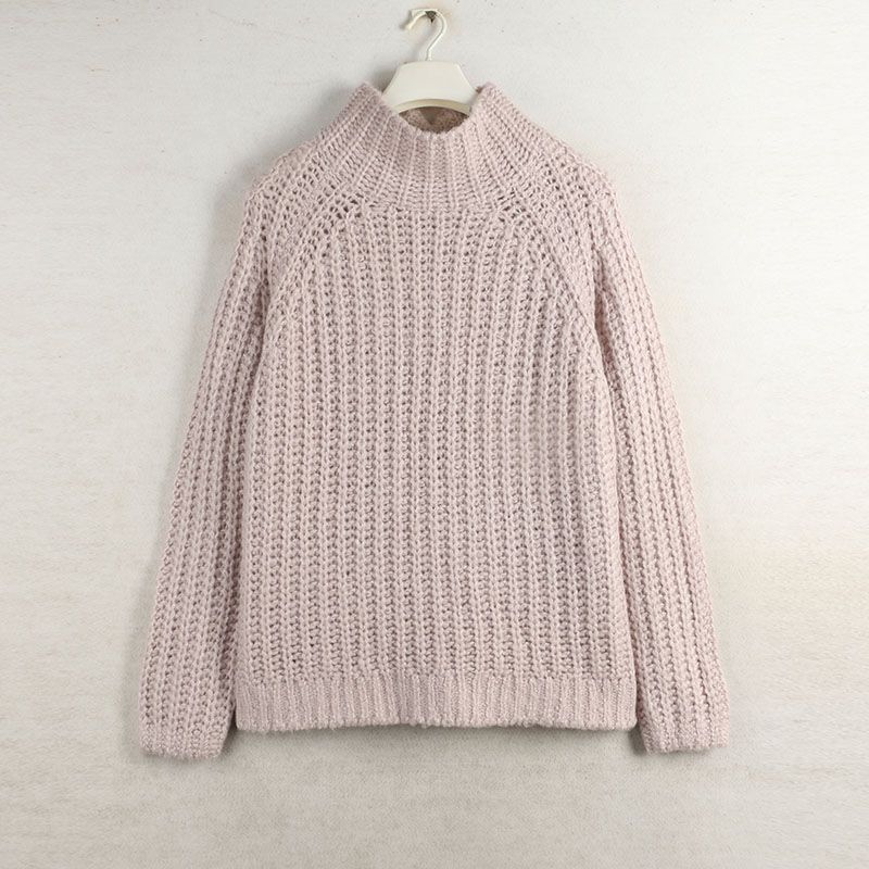 Sunshine House Autumn and Winter Export European and American Plus Size Women's Clothes Mid Round Neck Coarse Yarn Knitwear Thick Sweater Outwear