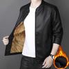 Läder Herr Kort Läderjacka Vår och Höst Tunn Casual Businessjacka Herr Plus Sammet Tjock Läderjacka