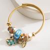 Gold Alloy Inlaid Swan Pendant Bracelet Fashionable Personality Versatile Adjustable Bangle for Women