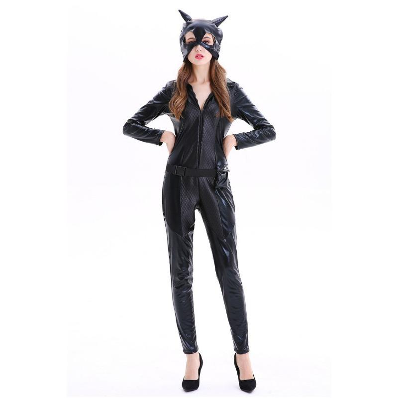 Halloween Sexy Leopard Cat Girl Uniform Onesie Black Cat Girl Party Costume