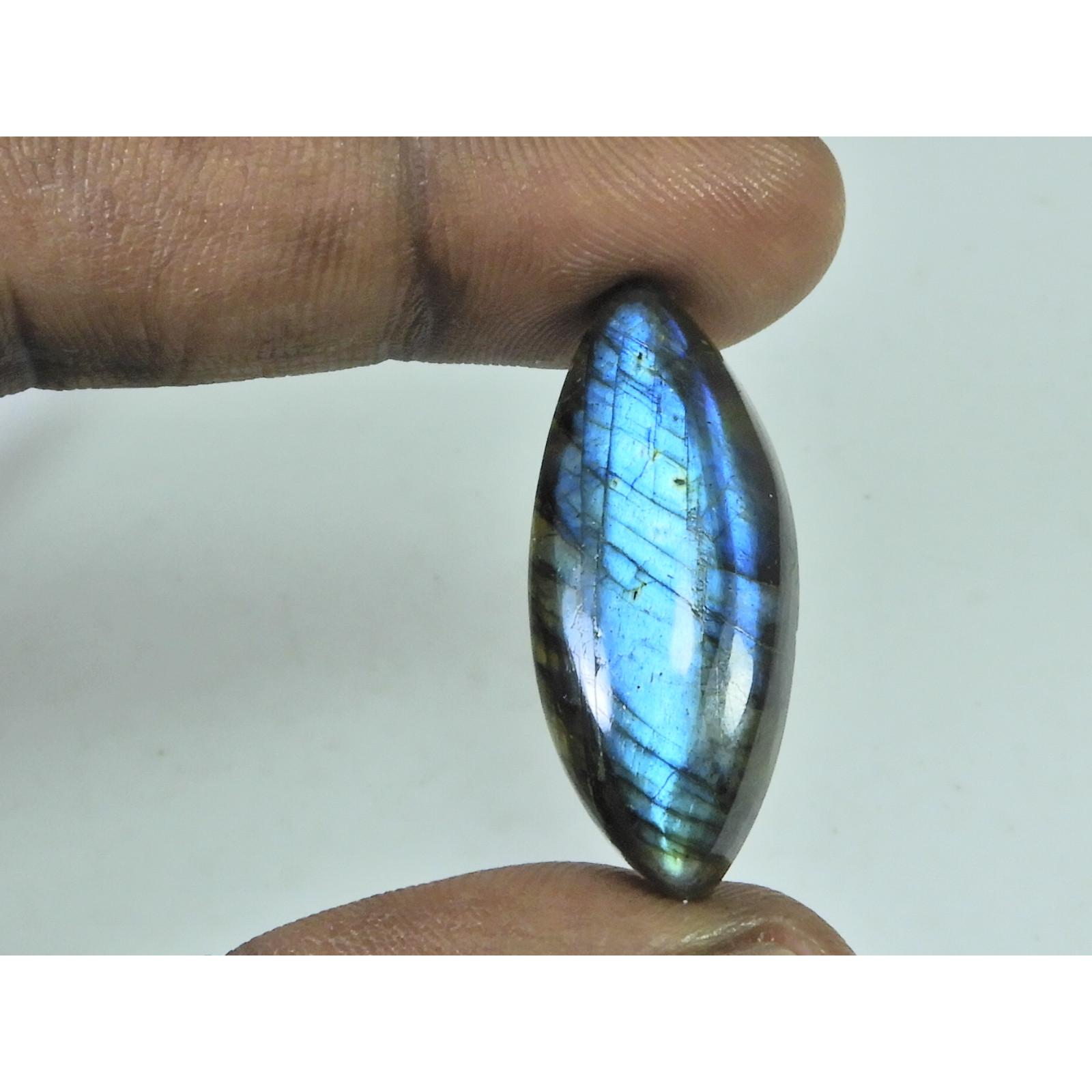 28Cts. Natural Blue Flash Labradorite Marquise Cabochon Gemstone 13X33X07MM B-309