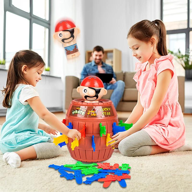 Funny Pirate Barrel Toy Sword Stab Jumping Pirate Game Board Children Halloween Toys Parent-child Interactive Toys for Kids Boys