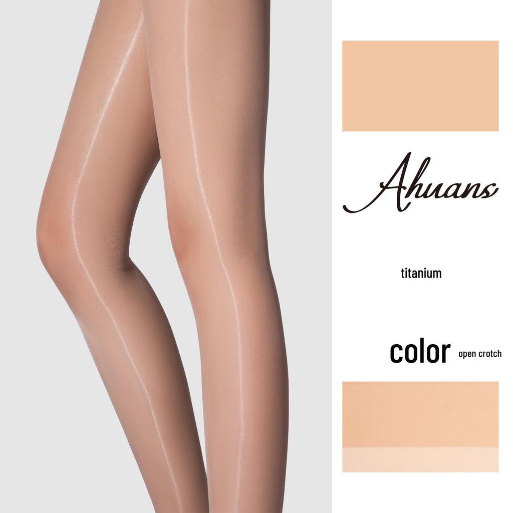 Love Fantasy 'Titanium' Ultra-dünne nahtlose Strumpfhose: Transparente, ölig glänzende Aurora-Strümpfe, tailliert, sexy schwarzes Design.