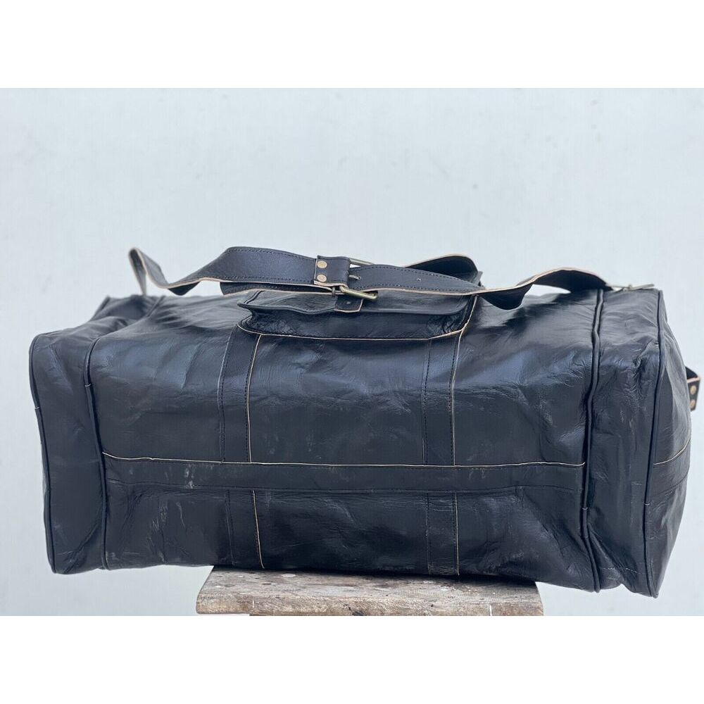 Goat Leather Travel Duffel Weekend Overnight Luggage Holdall Men's Bag Smooth