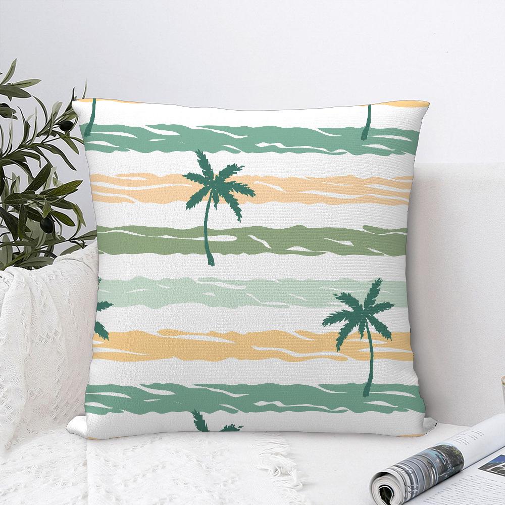 Plam Trees Flowers Pillow Case Sofa Decorative Home Double-sided Printing Short Plush Cushion Cover Throw Pillow Cover Gifts