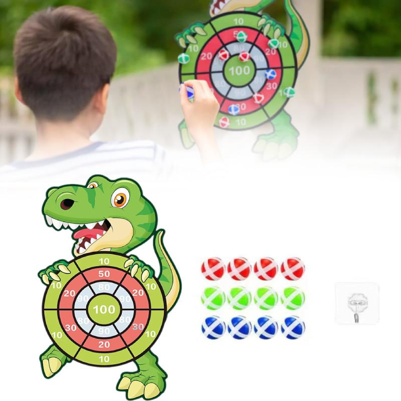 Dinosaur Dart Board Set Kids Toys Age 3 To 12 Year Old 12 Sticky Gifts Balls