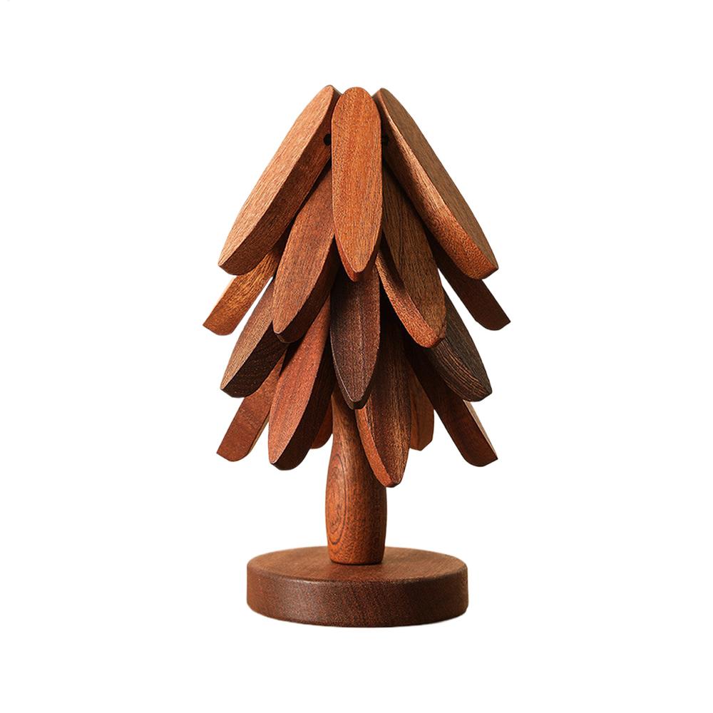 Table Decor Coaster Hot Dish Pad Foldable Christmas Tree Wood Teapot Holder Tree Coaster For Home Kitchen Restaurant Bowl cups