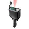 5-in-1 120W Car Fast Charger USB Type-C Power Adapter Retractable Phone Charger With Roof Starlight Car Cigarette Lighter
