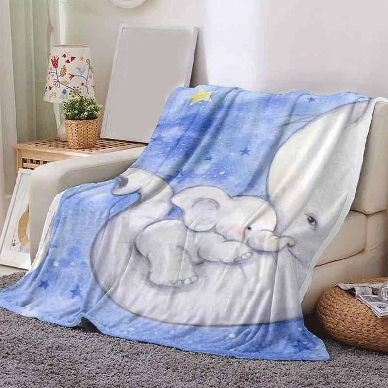 

1pc Elephant Printing Lightweight Flannel Blanket, Comfortable and Warm Blanket, for Camping Sofa Bed and Couch Office, in All Seasons 130cmx150cm