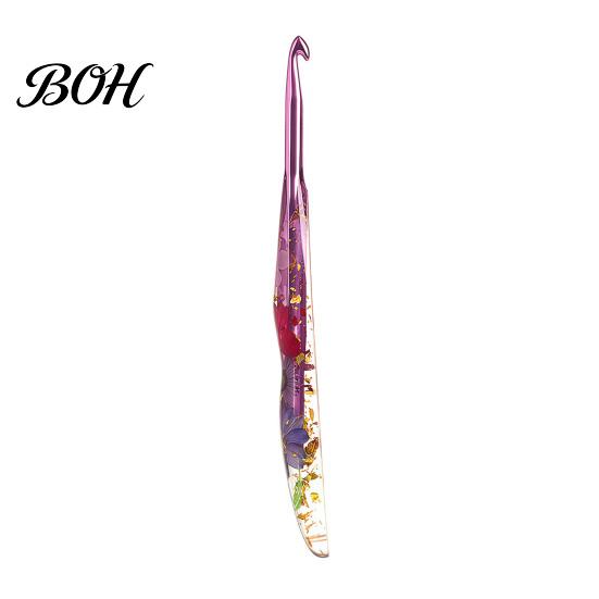 Waterproof Crochet Hook Resin for Beginners, Crocheting Lovers, 2.0mm-8.0mm Ergonomic Smooth Surface with Long Floral Handle Blankets, Dolls, Shawls,