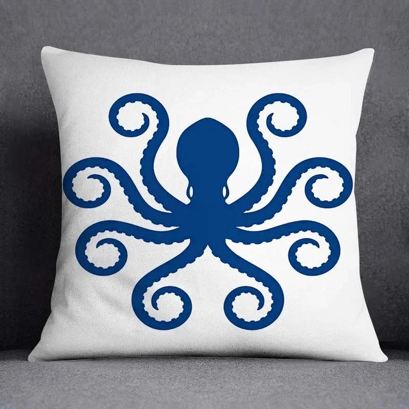 Blue Sailor Mermaid Marine Home Decor Pillowcase Square   Office  Cushion Cover