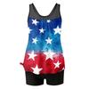 Women’s Sleeveless Tankini Swimsuit Set with Star Print Loose Fit Top and Swim Shorts for Outdoor Activities