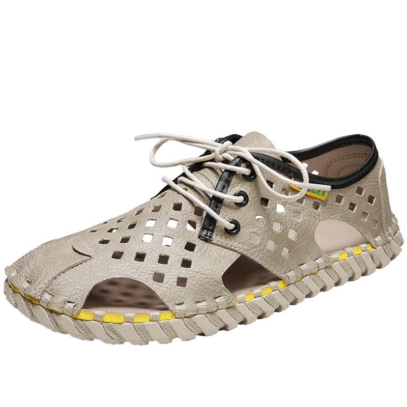 Мужские сандалии ручной работы с мягкой подошвой из полиуретана со шнуровкой — фото 8