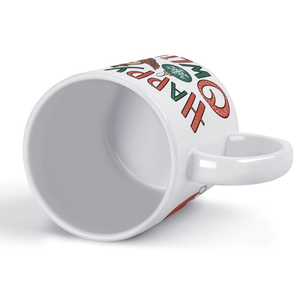 1pc 11oz blank ceramic mug, double-sided printed drink cup, simple modern style, solid ceramic handle, convenient for hot or cold drinks