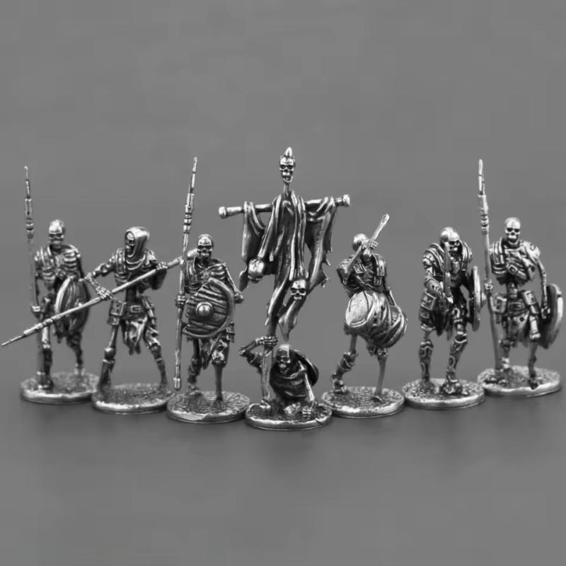 Ancient Medieval Legion Swordman Undead Skeleton Warrior Action Figures Metal Copper Model Armor Figurine Miniature Ornament Toy