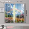 2pcs   2D flat printing Scene Curtain flower field Versatile Fabric  Without Electricity Festive Holiday for Window art_Party