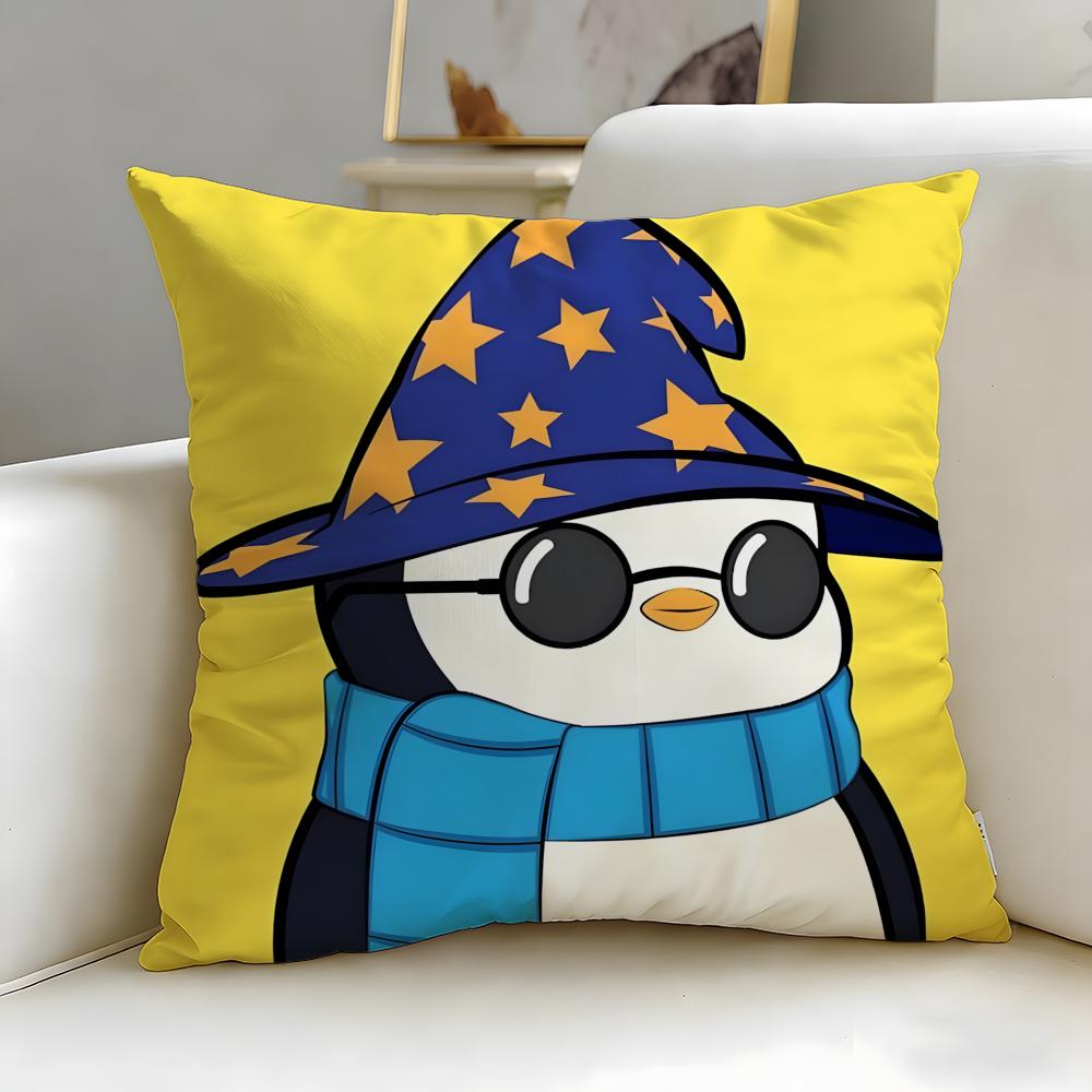 classic cartoon Cute Cartoon Penguin Cushion Cover Soft  EasyWash Pillow Case  Versatile for Couch Bed Travel and Office