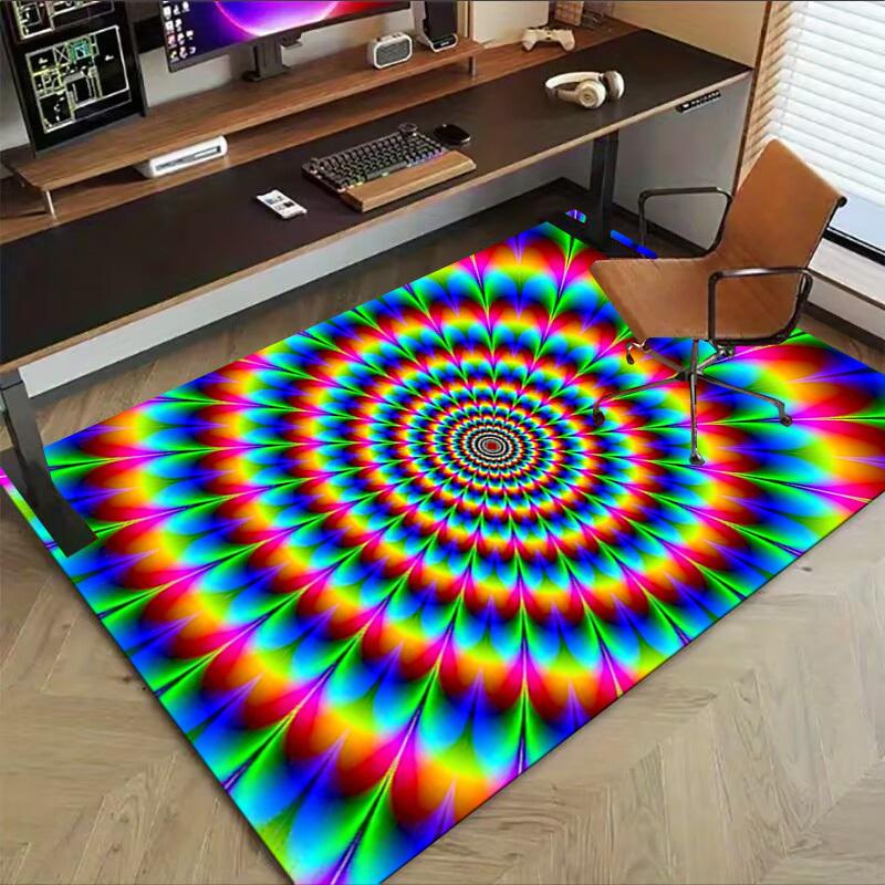 1PC Psychedelic Kaleidoscope Extra Large Non Slip Floor carpet, Office, family, bedroom, Large Area Rug Indoor Rugs, Vibrant Colors