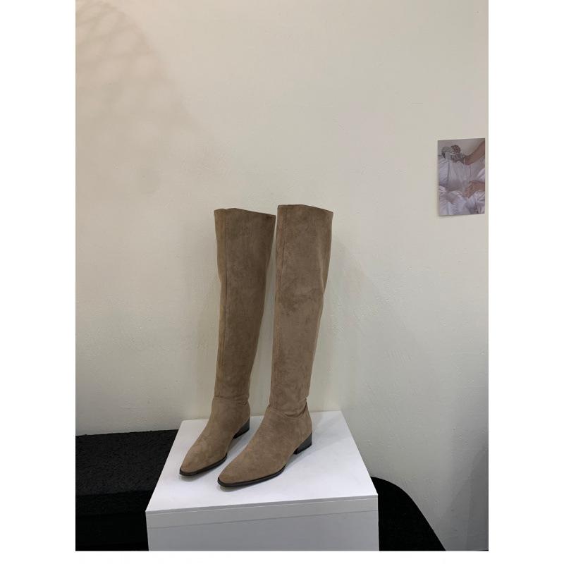 

2025 осень и зима новая мода универсальные сапоги с большим обхватом голенища женские сапоги с широким голенищем на толстую ногу длинные сапоги на плоской подошве с наборным каблуком 39 хаки