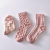 6 Pairs Flower Bubble Cable Crew Socks, Lightweight & Comfy Mid-tube Socks, Women's Stockings & Hosiery
