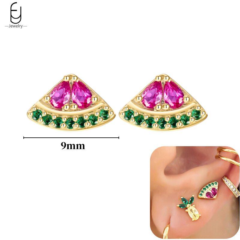 925 Silver Needle Cute Starfish/Shrimp Pendant Earrings Red Chili/ Star Enamel Gold Earrings For Women Fashion Jewelry