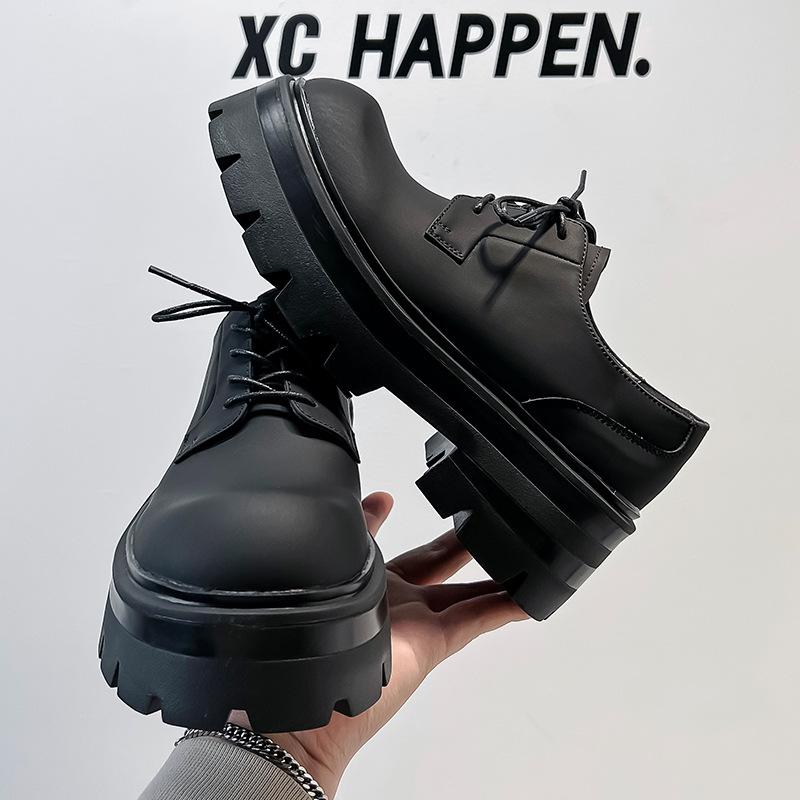 Skórzane buty męskie casualowe biznesowe wizytowe podwyższające matowe buty derby z dużą główką wysokiej klasy brytyjskie buty ślubne 8234-A