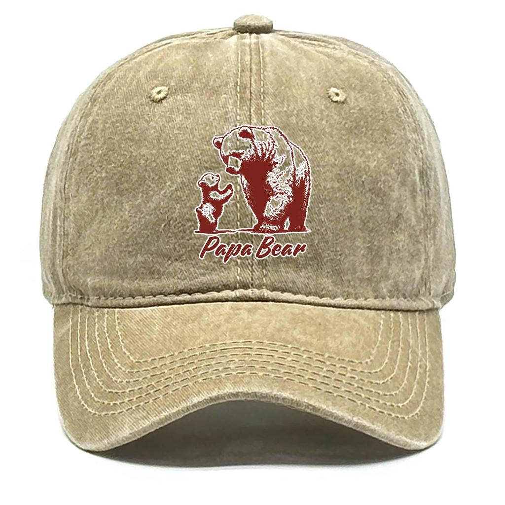 Papa Bär" Braunbär-Print Snapback Sonnenhut, Vatertags-Mesh-Hut im Used-Look mit verstellbarer Schnalle, Vintage-inspirierte Mode, verstellbare Baseballkappe
