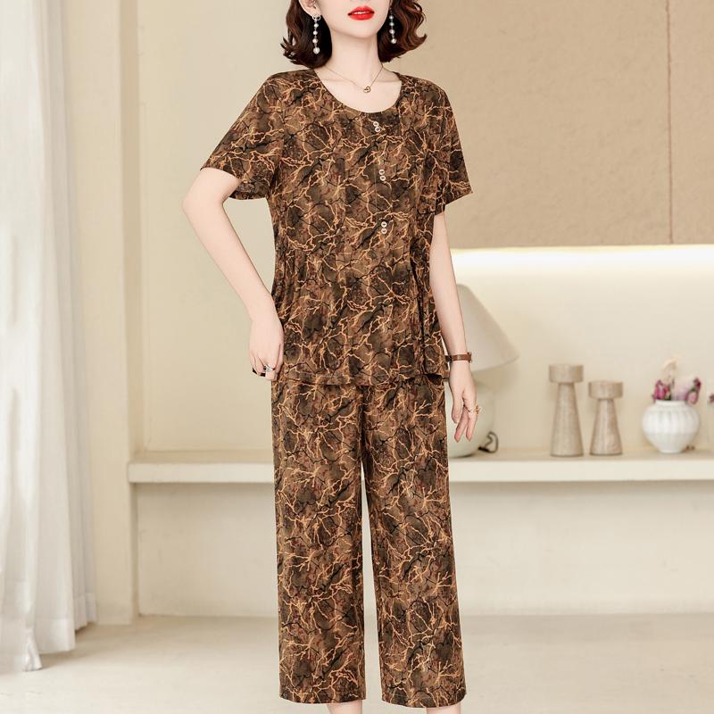 Women's Plus Size Printed 2-Piece Set – Casual Short Sleeve Summer Outfit (XL-5XL)