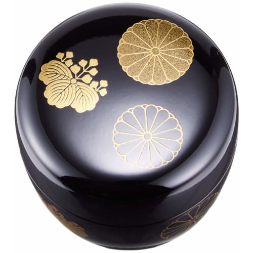 Nakatani Brothers Company Yamanaka Lacquerware 2.2cm Natsume (with inner lid) Black Kodaiji Maki-e 33-4805 -
