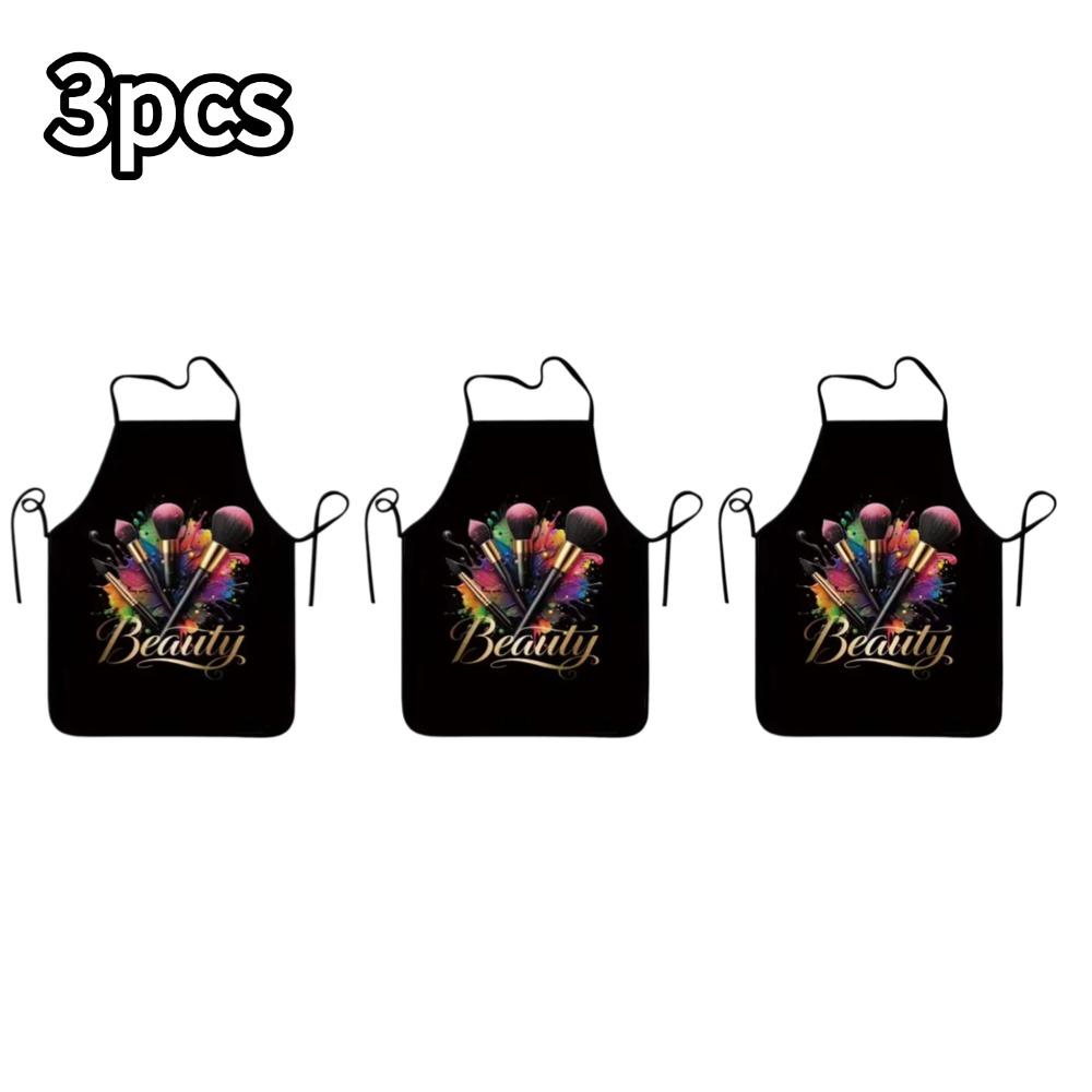 Makeup Brush Pattern Apron Polyester Fabric Stain Resistant Water Oil Proof For Professional Beautician Home Kitchen Accessory