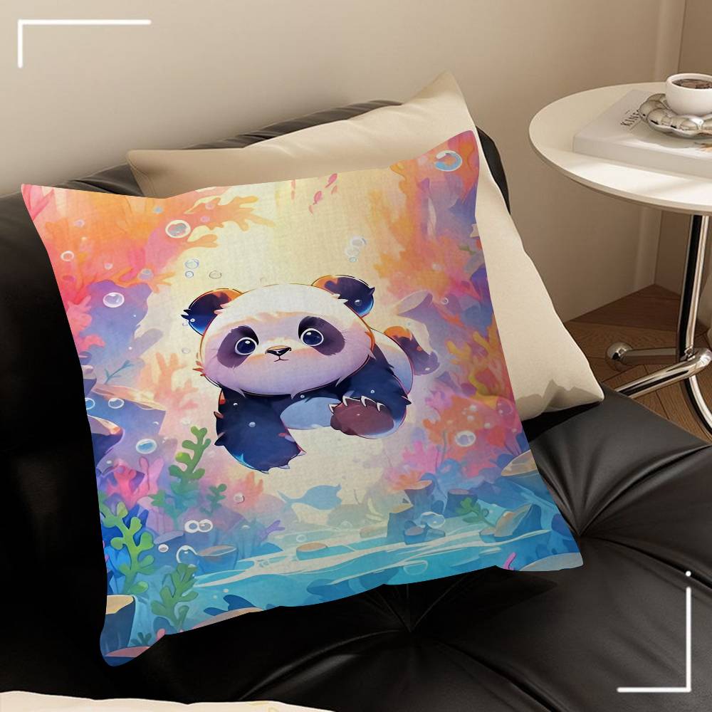 Cute Cartoon Panda Office Cushion Pillowcase Car Cushion Cover45X45CM Lumbar Pillowcase Sofa Pillowcover