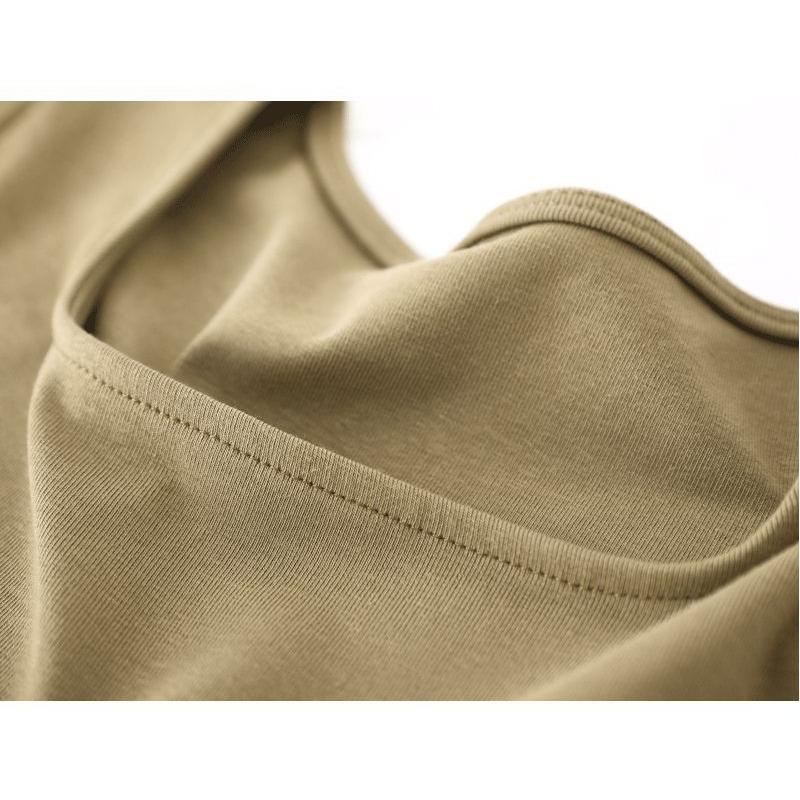 Women's Summer Short-sleeved Irregular Arc Slim Thin U-neck Cotton T-shirt