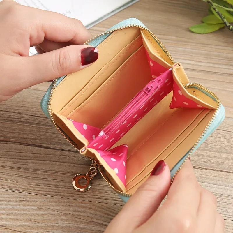 1PC Wallet Female Short for Coins New Cute Candy Bow Women Small Leather Wallets Zipper Purses Girls Lady Purse Multi-colored