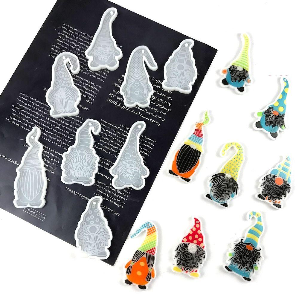 Hanging Tags Dwarf Keychain Pendant Mold DIY Santa Claus Mold Xmas Pendant Silicone Mold  Garden