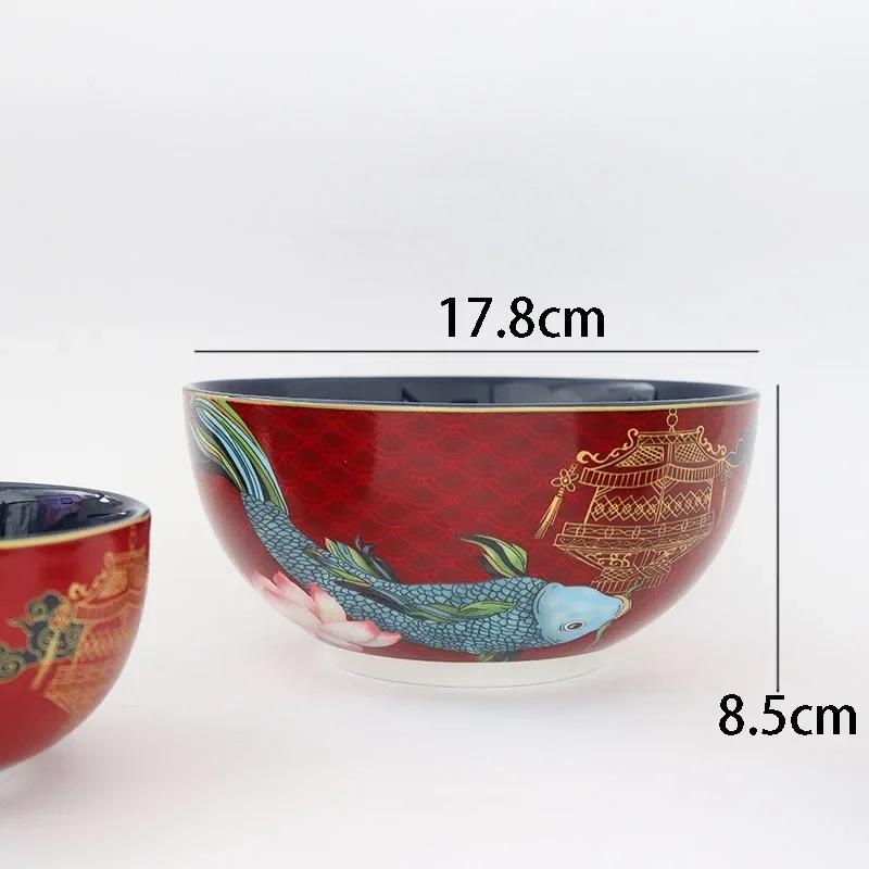 

Китайская классическая расписная керамическая тарелка с драконом и фениксом, декоративная обеденная тарелка, миска для риса, домашний десерт для послеобеденного чая и торта